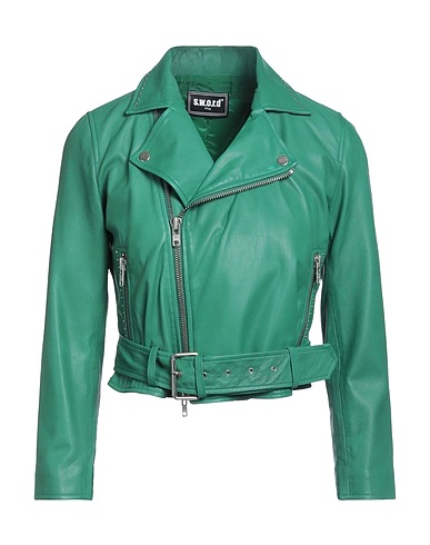 SWORD 6.6.44 Biker jacket Green 100% Soft Leather
