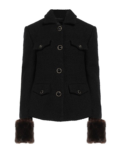 PINKO Coat Black 38% Cotton, 23% Wool, 23% Acrylic, 16% Polyester