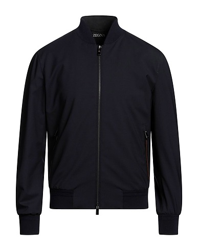 ZEGNA Bomberjacke Marineblau 100% Wolle, Kalbsleder, Polyamid, Elastan