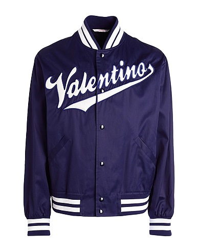 VALENTINO GARAVANI Jacket Navy blue 100% Cotton, Polyamide, Elastane