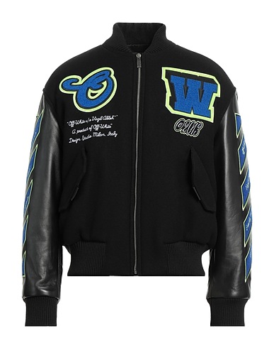OFF-WHITE™ Jacke Schwarz 100% Lammleder, Viskose, Cupro, Polyacryl, Wolle
