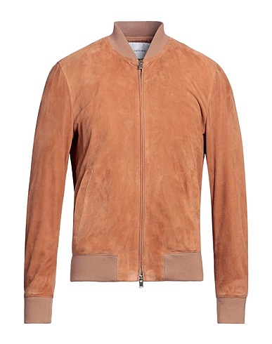 TAGLIATORE Bomber Camel 100% Lambskin, Cotton, Polyamide, Elastane