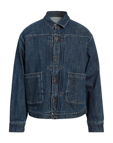 LARDINI Denim jacket Blue 97% Cotton, 3% Elastane