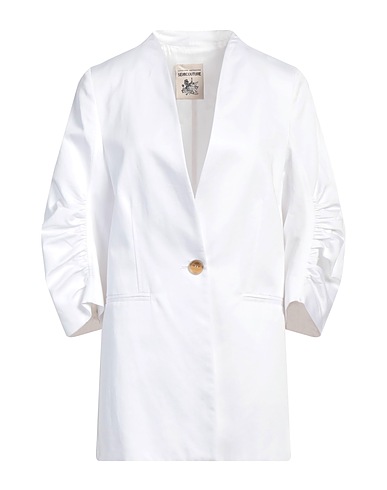 SEMICOUTURE Giacca Bianco 64% Cotone, 36% Lino, Poliestere