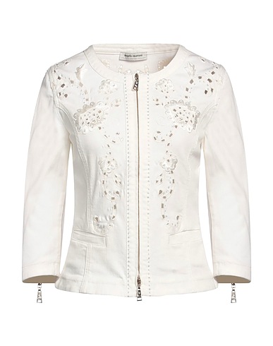 ANGELO MARANI Jacket Off white 98% Cotton, 2% Elastane