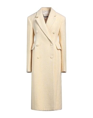JIL SANDER Coat Pastel yellow 48% Virgin Wool, 19% Mohair wool, 19% Alpaca wool, 14% Polyamide