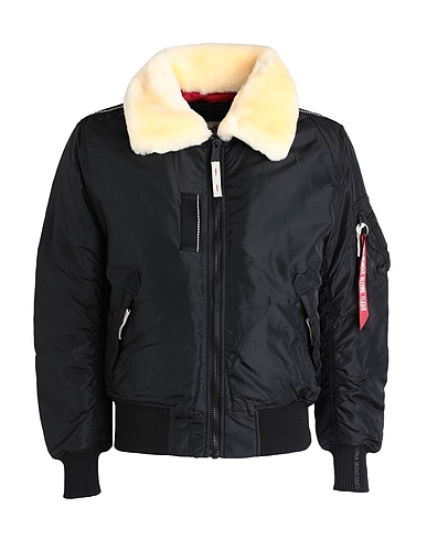 ALPHA INDUSTRIES Bomber Black 100% Nylon, Sheepskin