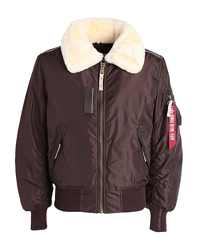 ALPHA INDUSTRIES Bomber Chocolate brown 100% Nylon, Sheepskin