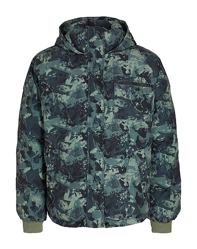 8 by YOOX Jacke PRINTED OVERSIZE PUFFER JACKET Militärgrün 100% Recyceltes Polyester
