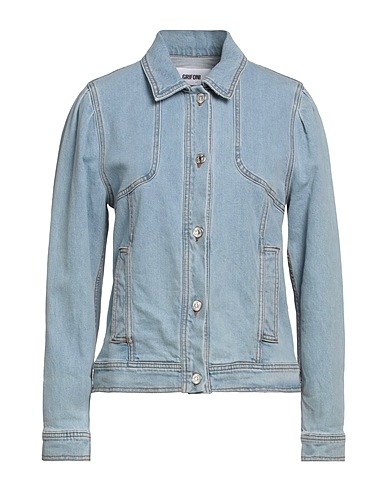 GRIFONI Denim jacket Blue 98% Cotton, 2% Elastane