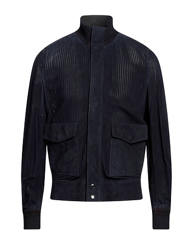 DOLCE&GABBANA Jacket Midnight blue 100% Lambskin, Silk, Polyamide, Elastane