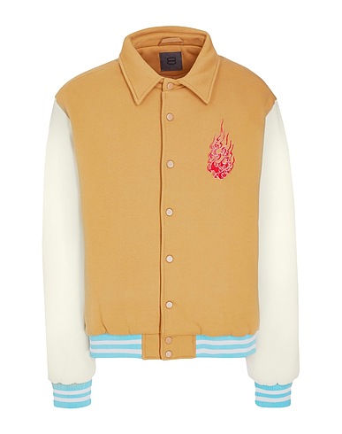 8 by YOOX Jacke ORGANIC COTTON PADDED BOMBER JACKET WITH PATCH
 Kamel 100% Organische Baumwolle