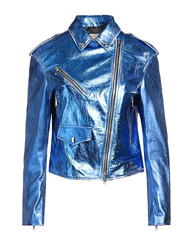 VINTAGE DE LUXE Biker jacket Bright blue 100% Viscose