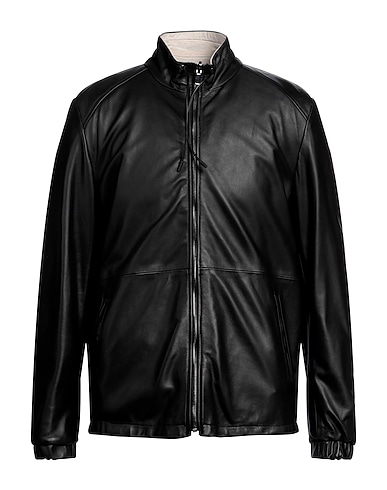 DANIELE ALESSANDRINI Jacket Black 100% Ovine leather, Polyester