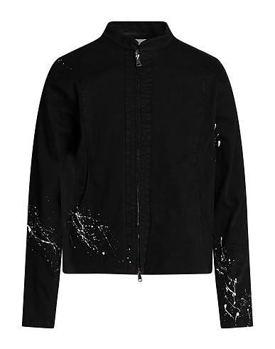 NOSTRASANTISSIMA Biker jacket Black 97% Cotton, 3% Elastane