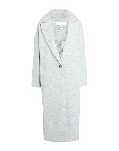 TOPSHOP Coat Light grey 90% Polyester, 10% Viscose