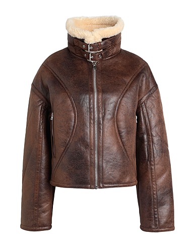 TOPSHOP Teddy Coat Brown 100% Polyester, Polyurethane coated