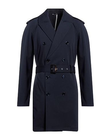 GREY DANIELE ALESSANDRINI Double breasted pea coat Midnight blue 52% Cotton, 42% Polyamide, 6% Elastane