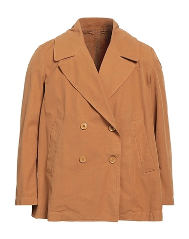 PALTÒ Double breasted pea coat Camel 100% Cotton