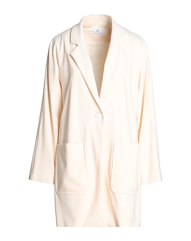 ANNA SERAVALLI Full-length jacket Ivory 53% Viscose, 41% Polyamide, 6% Elastane