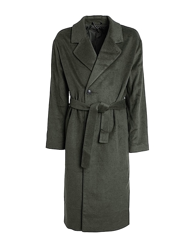 TOPMAN Coat Military green 63% Polyester, 18% Synthetic fibers, 9% Acrylic, 7% Cotton, 3% Wool