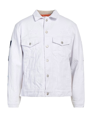 THE MUSEUM VISITOR Denim jacket White 100% Cotton, Acrylic, Polyester, Elastane