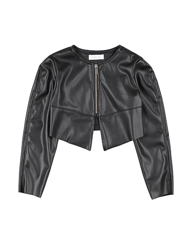 MONNALISA Jacket Black 100% Polyester, Polyurethane resin