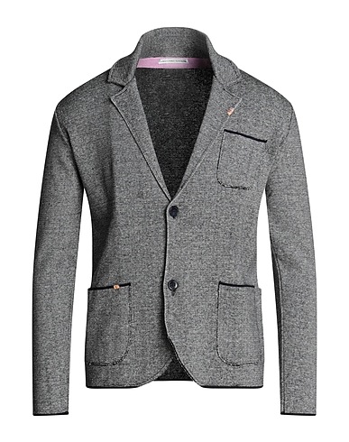GREY DANIELE ALESSANDRINI Blazer Navy blue 70% Cotton, 30% Acrylic