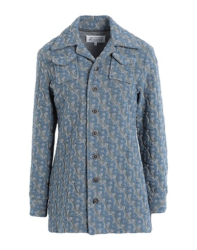 MAISON MARGIELA Full-length jacket Slate blue 70% Wool, 27% Polyamide, 3% Elastane, Horn