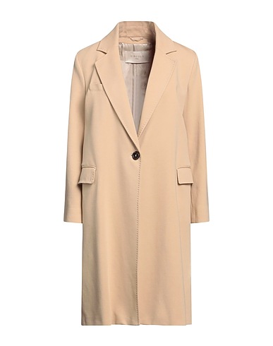 CIRCOLO 1901 Full-length jacket Beige 97% Cotton, 3% Elastane