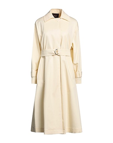 MAJE Full-length jacket Pastel yellow 67% Cotton, 30% Lyocell, 3% Elastane