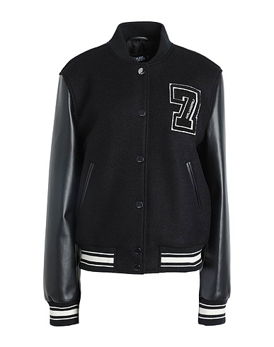 KARL LAGERFELD Cazadora WOOL & LEATHER VARSITY BOMBER
 Negro 100% Lana, Piel de cordero