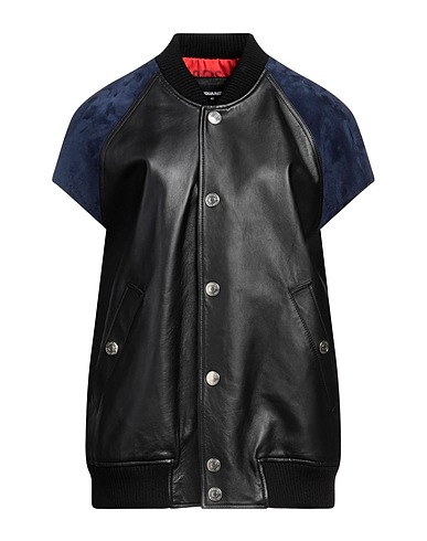 DSQUARED2 Bomber Μαύρο 100% Δέρμα προβατοειδούς, Δέρμα κατσίκας