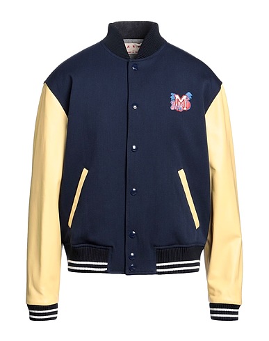MARNI Bomber Midnight blue 55% Polyester, 45% Virgin Wool, Lambskin, Elastane, Cotton