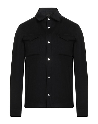 HERNO Solid color shirt Black 90% Virgin Wool, 10% Cashmere