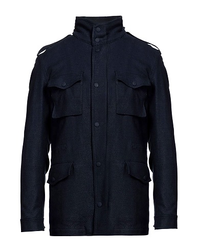 LARDINI Jacket Midnight blue 63% Cotton, 36% Linen, 1% Elastane