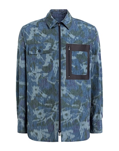 LARDINI Jacket Slate blue 56% Polyester, 44% Cotton