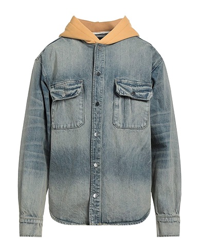 AMIRI Denim shirt Blue 100% Cotton, Cow leather