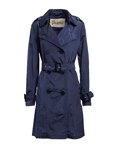 HERNO Double breasted pea coat Navy 100% Polyamide, Polyurethane