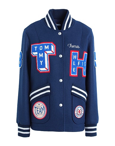 TOMMY HILFIGER Jacket Navy blue 50% Wool, 30% Polyester, 10% Acrylic, 5% Polyamide, 5% Other Fibres