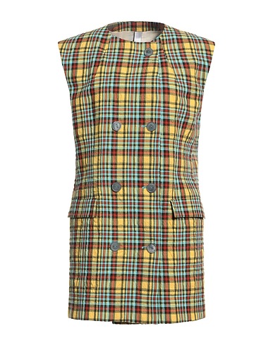 HEVÒ Double breasted pea coat Yellow 61% Virgin Wool, 39% Cotton