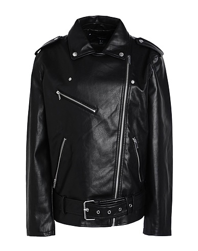 VERO MODA Biker jacket Black 100% Polyester, Polyurethane