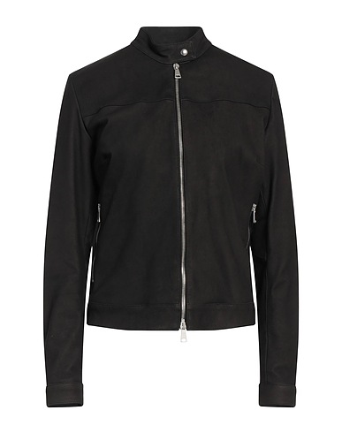 GIORGIO BRATO Jacket Black 100% Leather, Cotton, Elastane