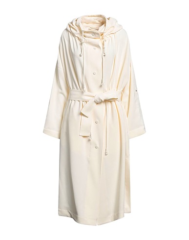 TWINSET Full-length jacket Cream 94% Polyester, 6% Elastane