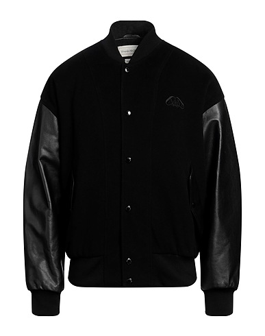 MCQUEEN Bomber Black 90% Wool, 10% Cashmere, Calfskin