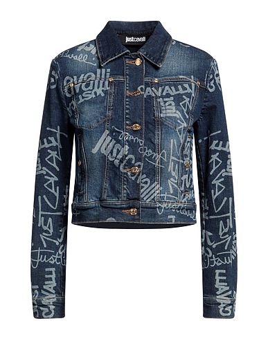 JUST CAVALLI Denim jacket Blue 98% Cotton, 2% Elastane