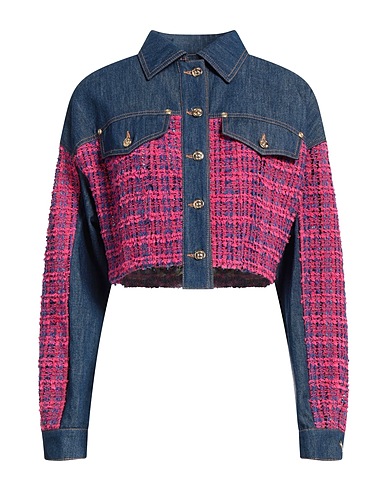 JUST CAVALLI Denim jacket Blue 56% Cotton, 26% Acrylic, 14% Polyester, 3% Polyamide, 1% Other Fibres