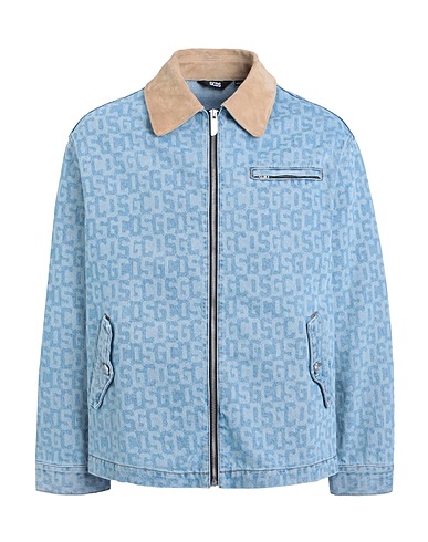 GCDS Denim jacket Blue 100% Cotton, Leather