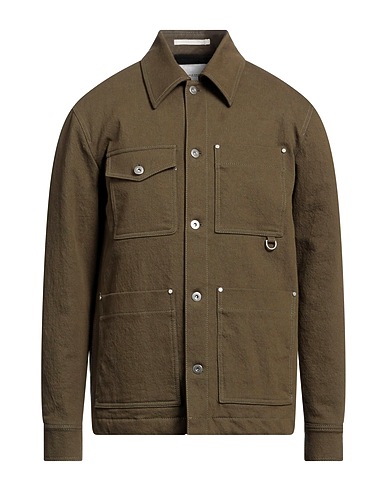 PAOLO PECORA Jacket Military green 84% Cotton, 8% Wool, 7% Polyester, 1% Elastane