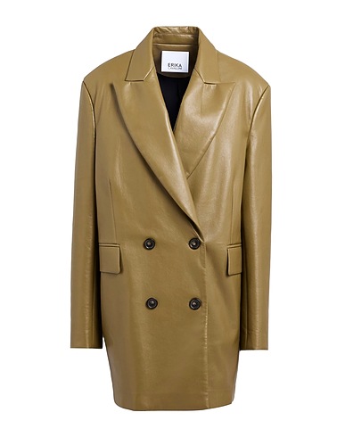 ERIKA CAVALLINI Manteau long Vert militaire 50% Fibre de protéine de lait, 25% Polyuréthane, 10% Viscose, 10% Polyester, 5% Autres fibres